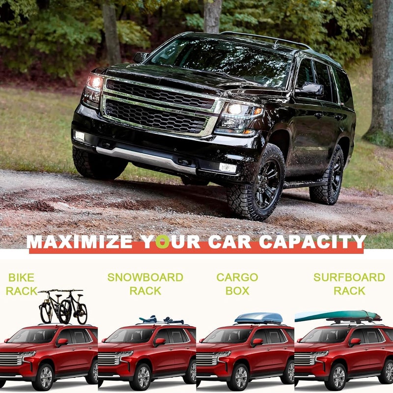 KINGGERI 220lbs Roof Rack Cross Bars Compatible with Chevrolet Tahoe & Suburban, GMC Yukon & Yukon XL, Cadillac Escalade & Escalade ESV 2015-2020, Heavy Duty Aluminum Roof Rails Crossbars All Metal - Image 2